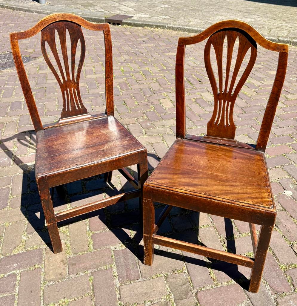 7 Stevige Antieke Engelse Eetkamer Stoelen Prachtige Patina, Ophalen