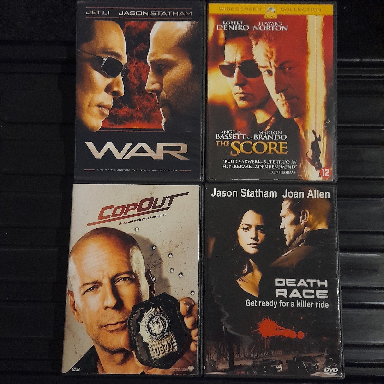 Actie DVD Box: War, The Score, Cop Out, Death Race, Nederlands, Actiethriller, Ophalen of Verzenden, Vanaf 12 jaar