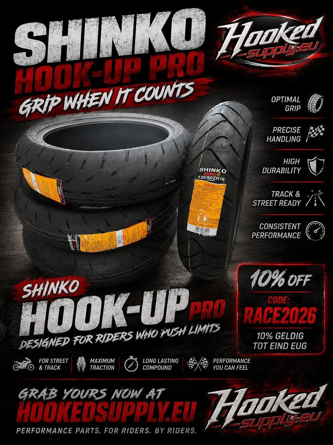 Shinko Hook-Up & Hook-Up PRO - dragrace, Ophalen of Verzenden, Nieuw