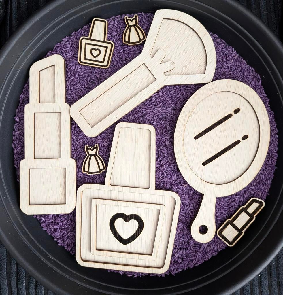 Sensory Play Vulvormen Set Make-up Hout, Onbekend, Nieuw, Ophalen of Verzenden, Onbekend