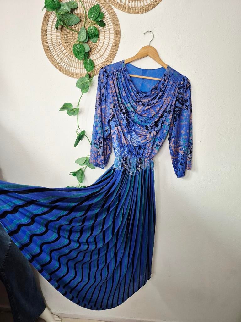 Vintage dreamy 80s cocktail watervaljurk M/L, Kleding | Dames, Maat 38/40 (M), Cocktailjurk, Ophalen of Verzenden, Zo goed als nieuw