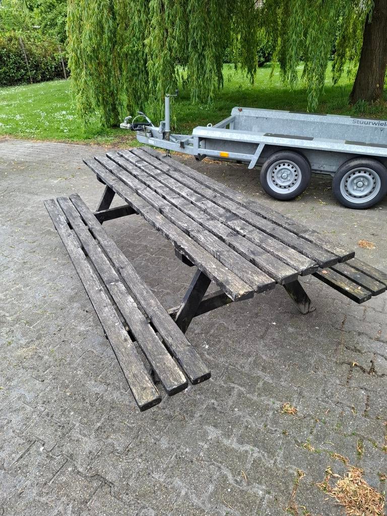 Houten picknick bankje, Ophalen, Gebruikt, Rechthoekig, Hout