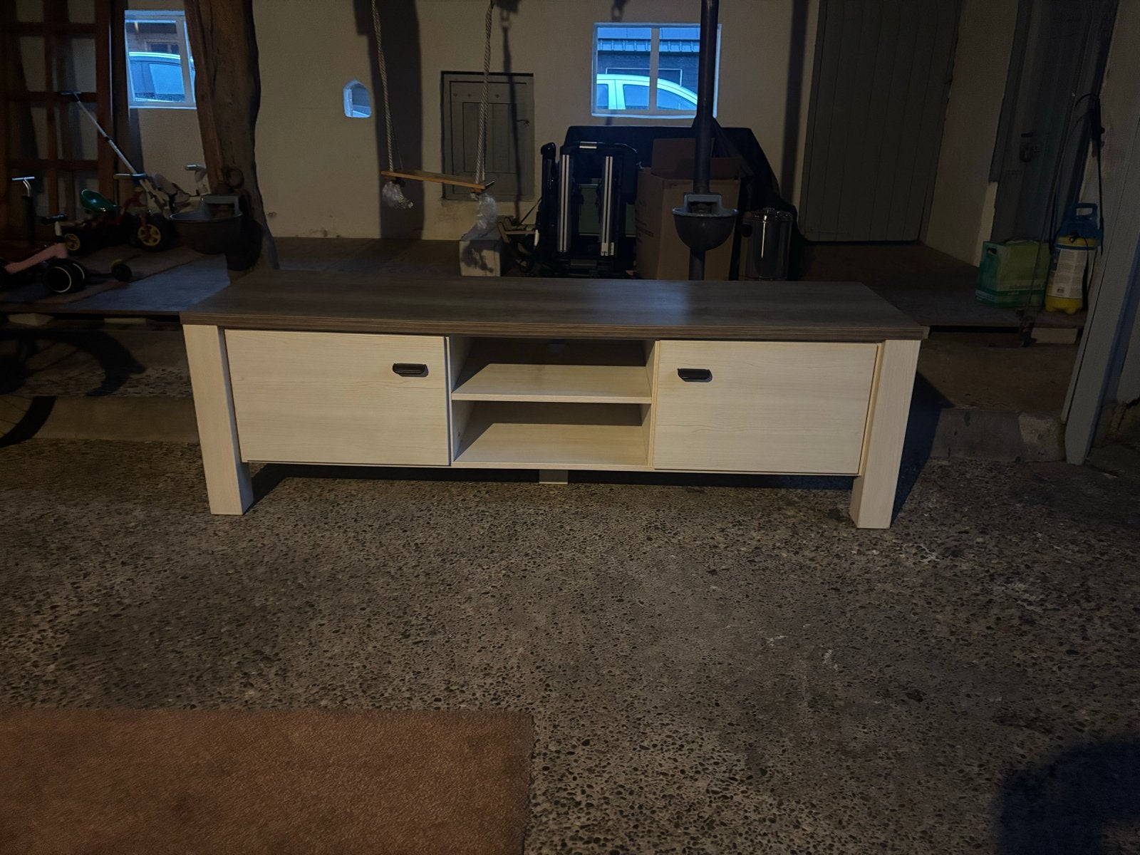 TV-meubel Lynn - wit eikenkleur - 52x170x50 cm, Ophalen, 150 tot 200 cm, Zo goed als nieuw, Minder dan 100 cm