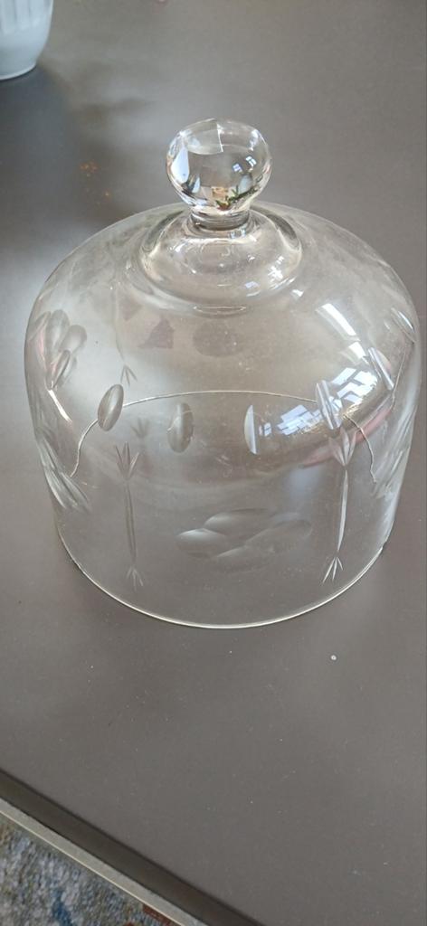 Glazen stolp met gravure - Vintage, Ophalen