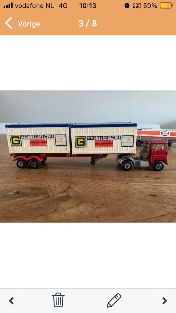 Matchbox scammel K- 17 container truck, Ophalen of Verzenden, Zo goed als nieuw, Bus of Vrachtwagen, Matchbox