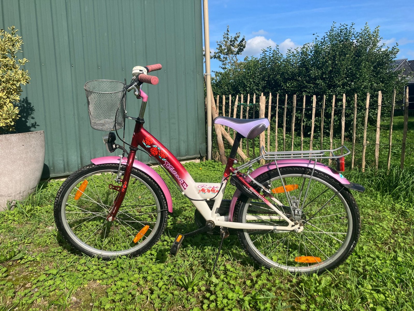 Mooie roze meisjesfiets 22 inch met mandje, Fietsen en Brommers, Ophalen, 22 inch, Gebruikt, Velgrem