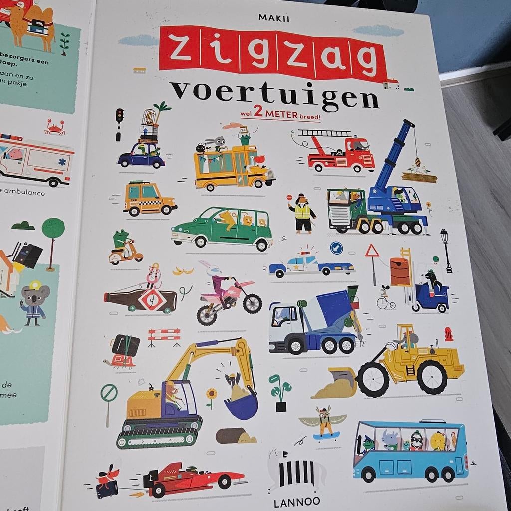 Zigzag Zoekboek Voertuigen - 2 Meter Lang Prentenboek, Ophalen of Verzenden, Zo goed als nieuw, Makiï, Non-fictie