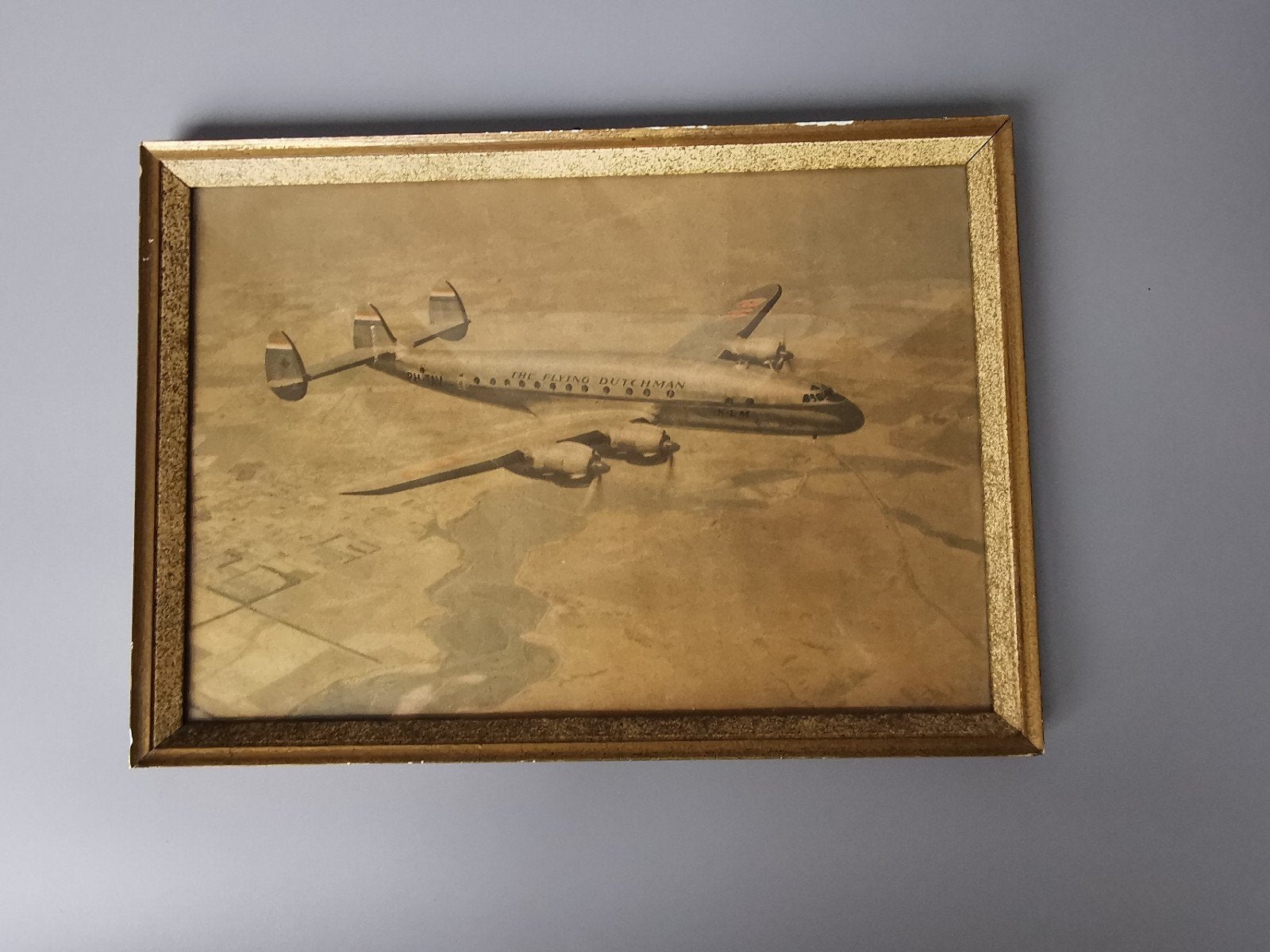 De vliegende hollander klm schilderij vintage prent / lithog, Antiek en Kunst, Verzenden