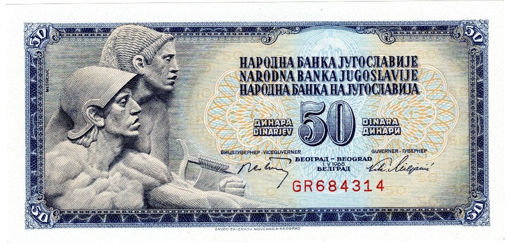 24-544 Yugoslavie 50 dinar 1968, Postzegels en Munten, Bankbiljetten | Europa | Niet-Eurobiljetten, Verzenden, Joegoslavië, Los biljet
