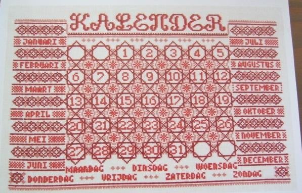 Borduurpatroon  Jaar kalender merklap   nr 9656 do, Verzenden, Zo goed als nieuw, Handborduren, Patroon