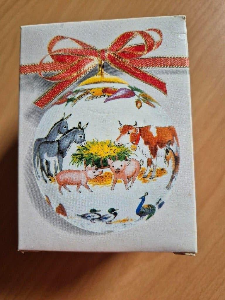 Kerstbal porselein -Höchst - boerderijdieren -1999, Ophalen of Verzenden, Nieuw