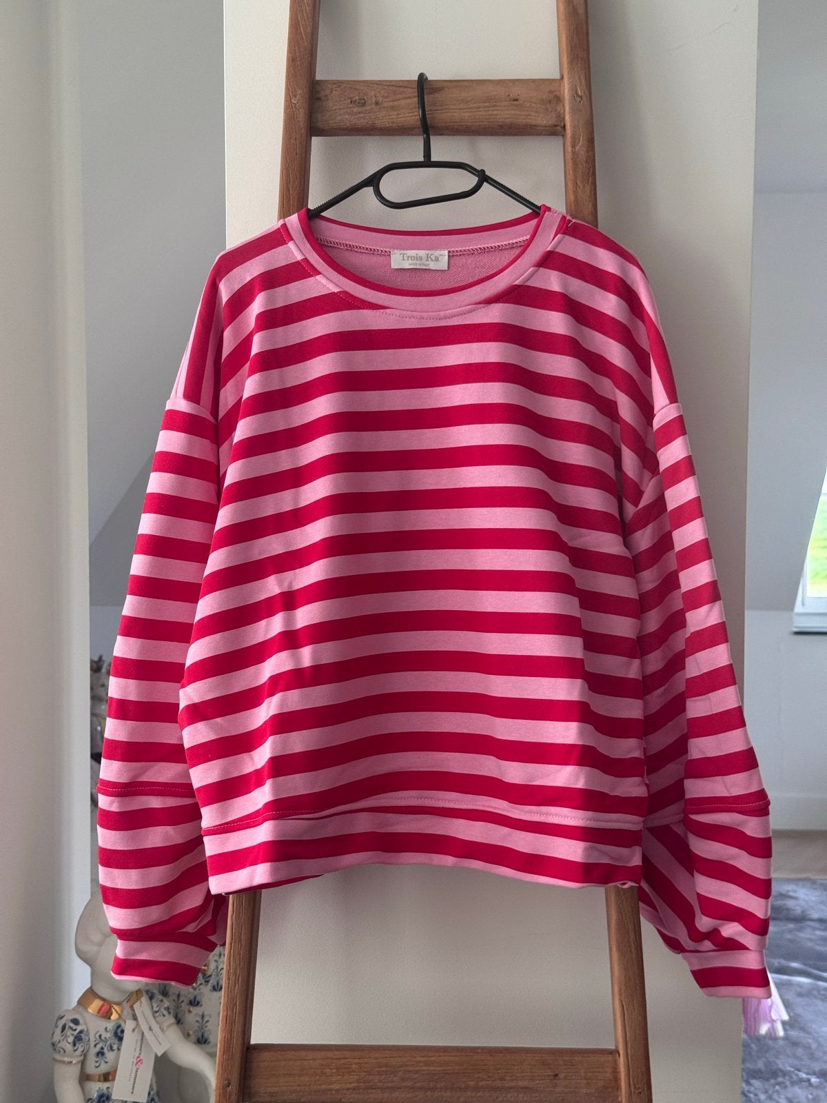 Trois Ka gestreepte trui roze/rood maat TU, Kleding | Dames, T-shirts, Maat 38/40 (M), Nieuw, Lange mouw, Meerkleurig