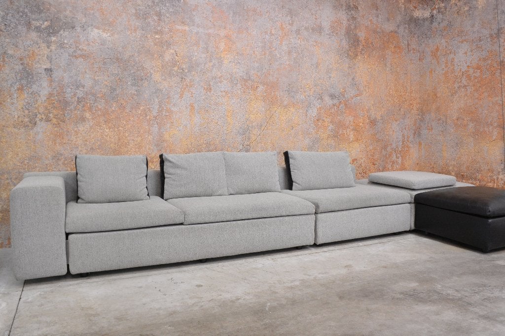 IZGStaat grijze stoffen Moroso Springfield design "hoekbank", Moroso, Hoekbank, 300 cm of meer, Ophalen of Verzenden
