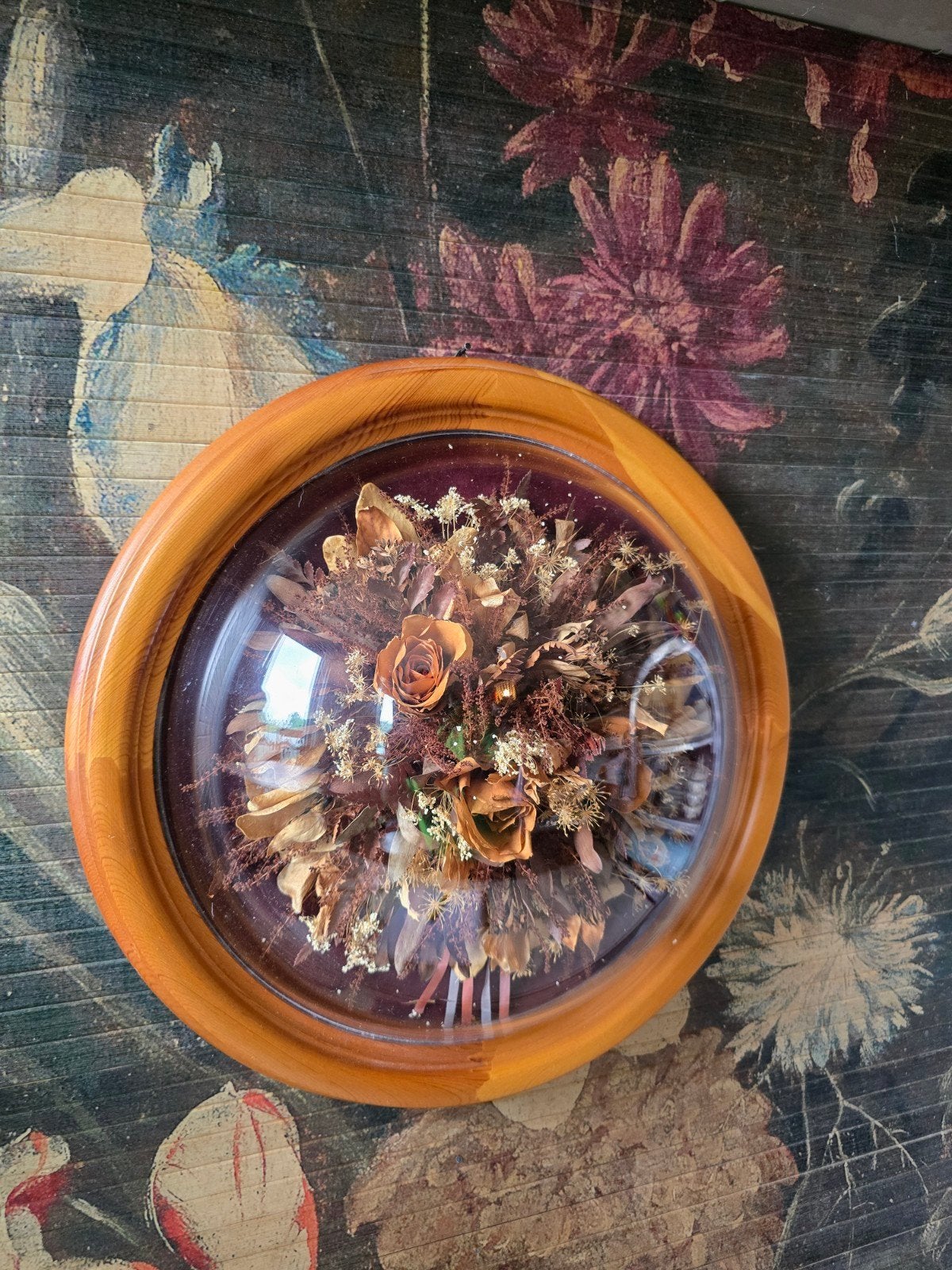 Bolglas lijst droogbloemen boeket, Ophalen of Verzenden