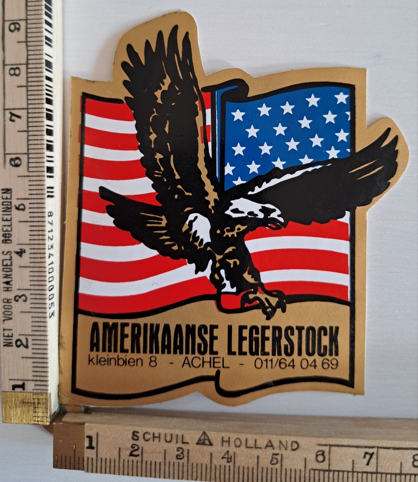 Vintage sticker Amerikaanse legerstock leger dump adelaar, Ophalen of Verzenden, Zo goed als nieuw