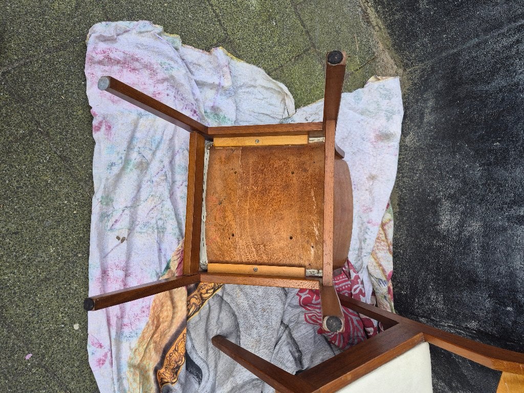Vintage houten vintage eetkamerstoelen, Art-deco 2 stuks, Ophalen, Gebruikt, Twee, Wit