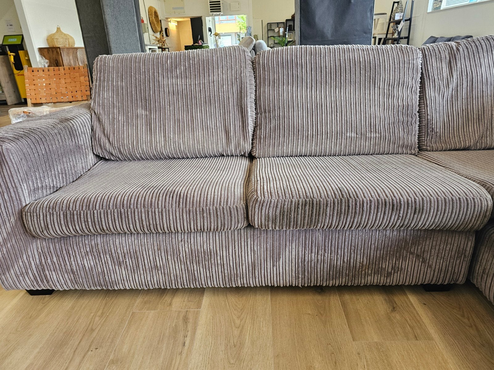 Ribstof hoekbank - Umix, 125 cm of meer, 125 cm of meer, Zo goed als nieuw, Info@homefriesland.nl