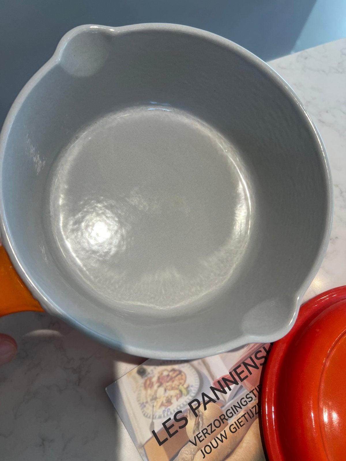 Le Creuset Cassadou 20 cm Vulcanic Orange heel goede staat, Ophalen of Verzenden, Zo goed als nieuw, Le Creuset, Nvt