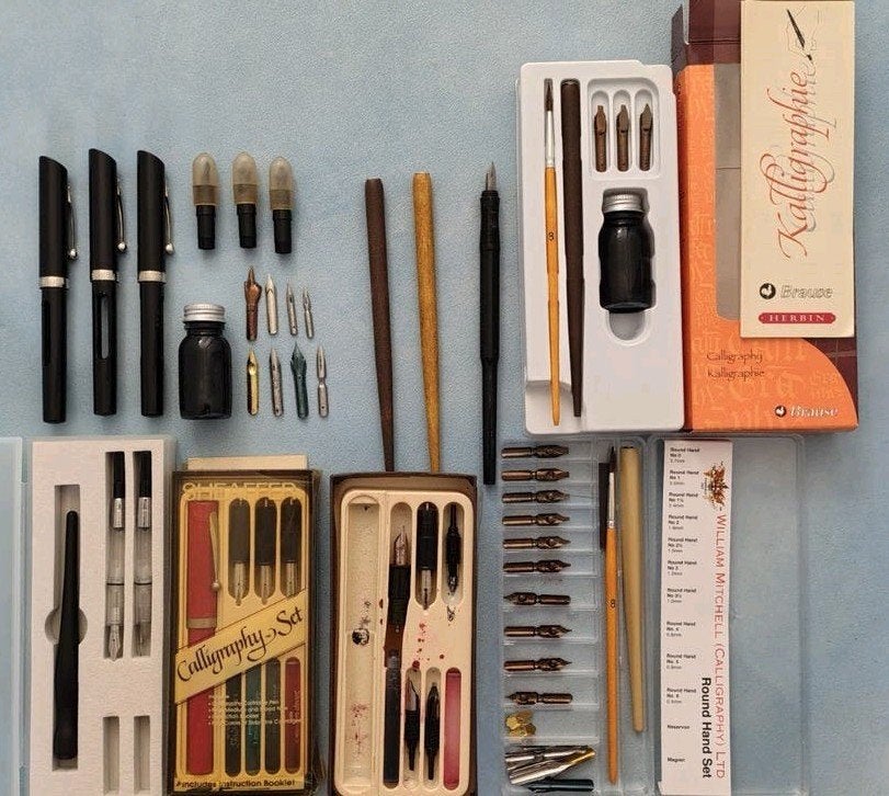 Kalligrafie Set: Herbin, William Mitchell, Sheaffer, Ophalen of Verzenden, Zo goed als nieuw, Potlood of Stift
