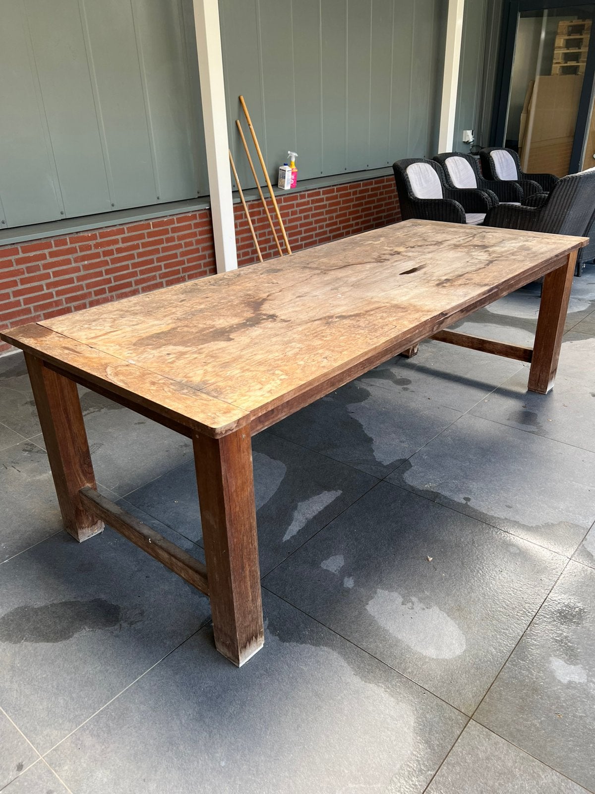 Hardhouten tafel voor buiten, Ophalen, Zo goed als nieuw, Rechthoekig, Hout