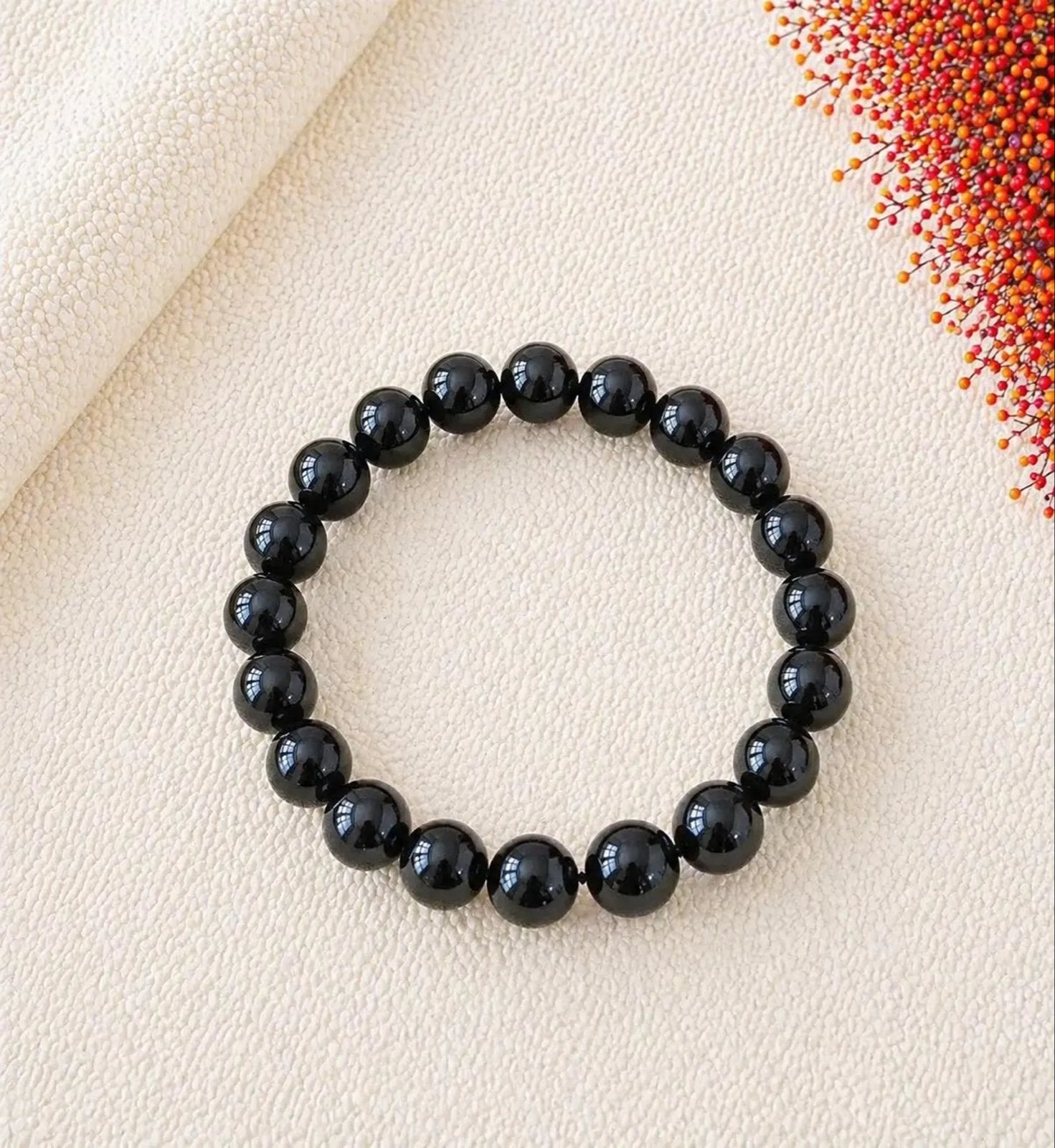 Kogelarmband 8mm Onyx, Overige materialen, Zwart, Nieuw, Ophalen of Verzenden