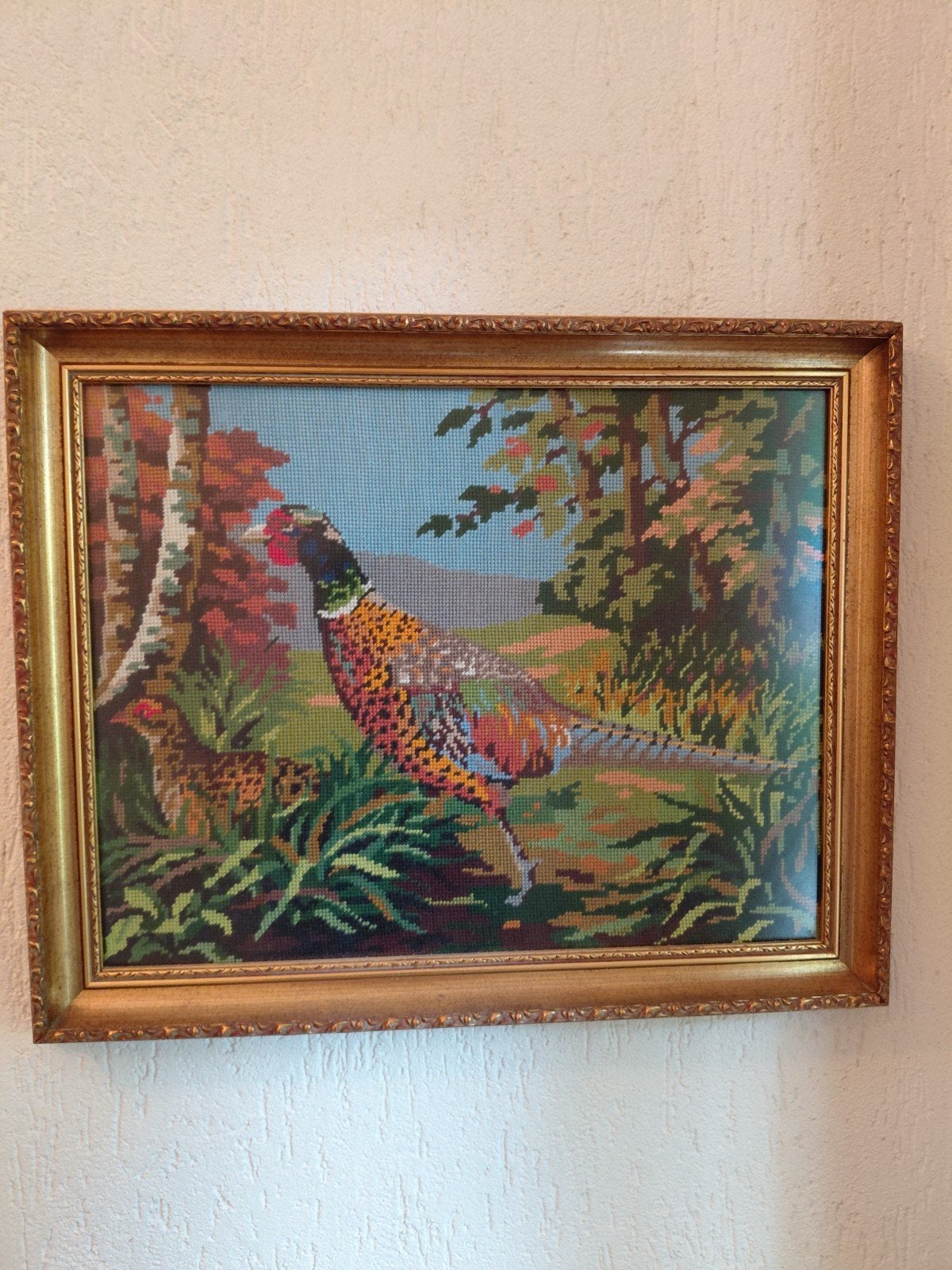 Geborduurd schilderij in mooie lijst, Ophalen