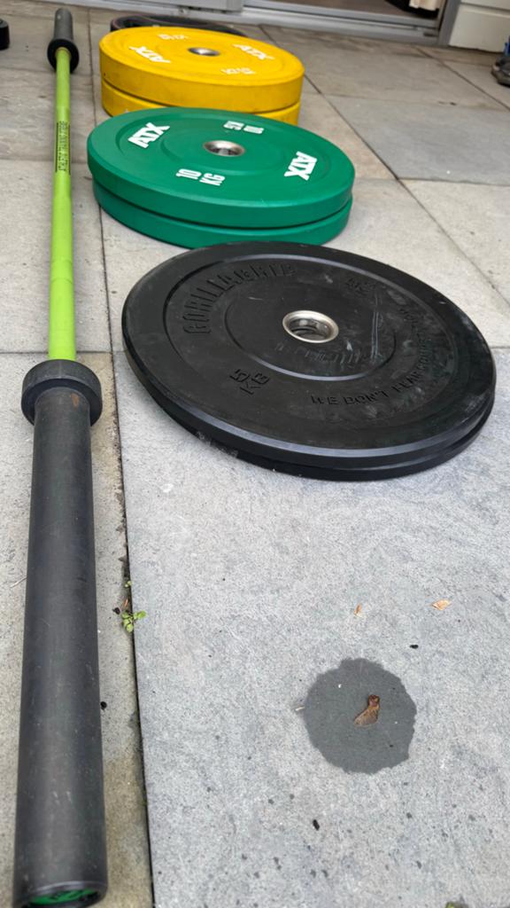 ATX Multi Power Bar met Halterschijven (Olympische stang), Ophalen, Gebruikt, Armen, Halterstangen