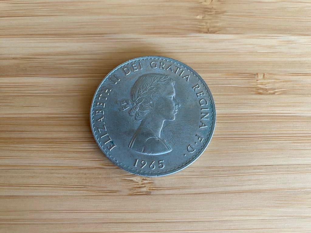 Winston Churchill Elizabeth II munt 1965, Ophalen of Verzenden, Overige landen, Losse munt