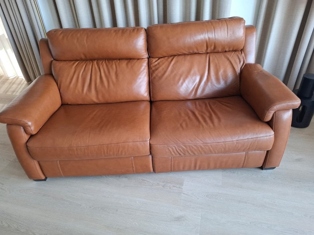 Bank en  fauteuil leer en elektrisch, Ophalen, Gebruikt, Leer