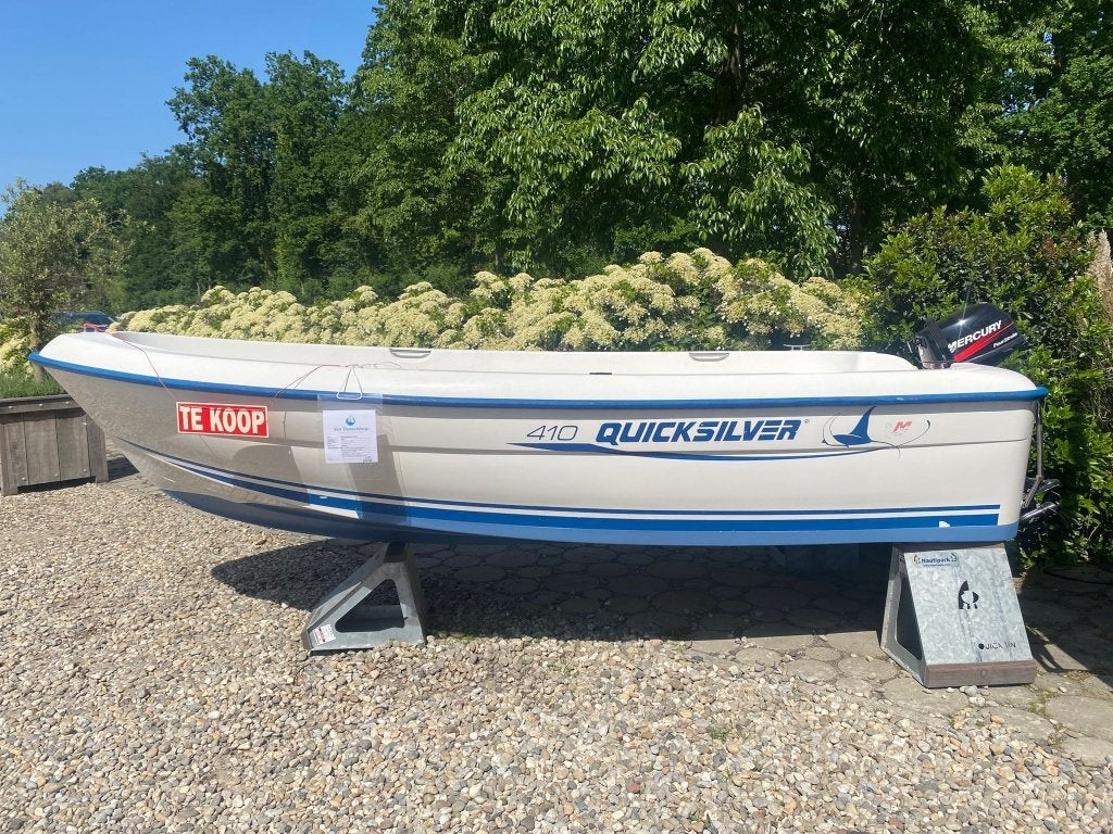 Nette Quicksilver 410 (zelflozend) met 6 pk motor, Watersport en Boten, Vis- en Consoleboten, Gebruikt, 4 m, Tot 10 pk, Info@jachtwerfvandusseldorp.nl