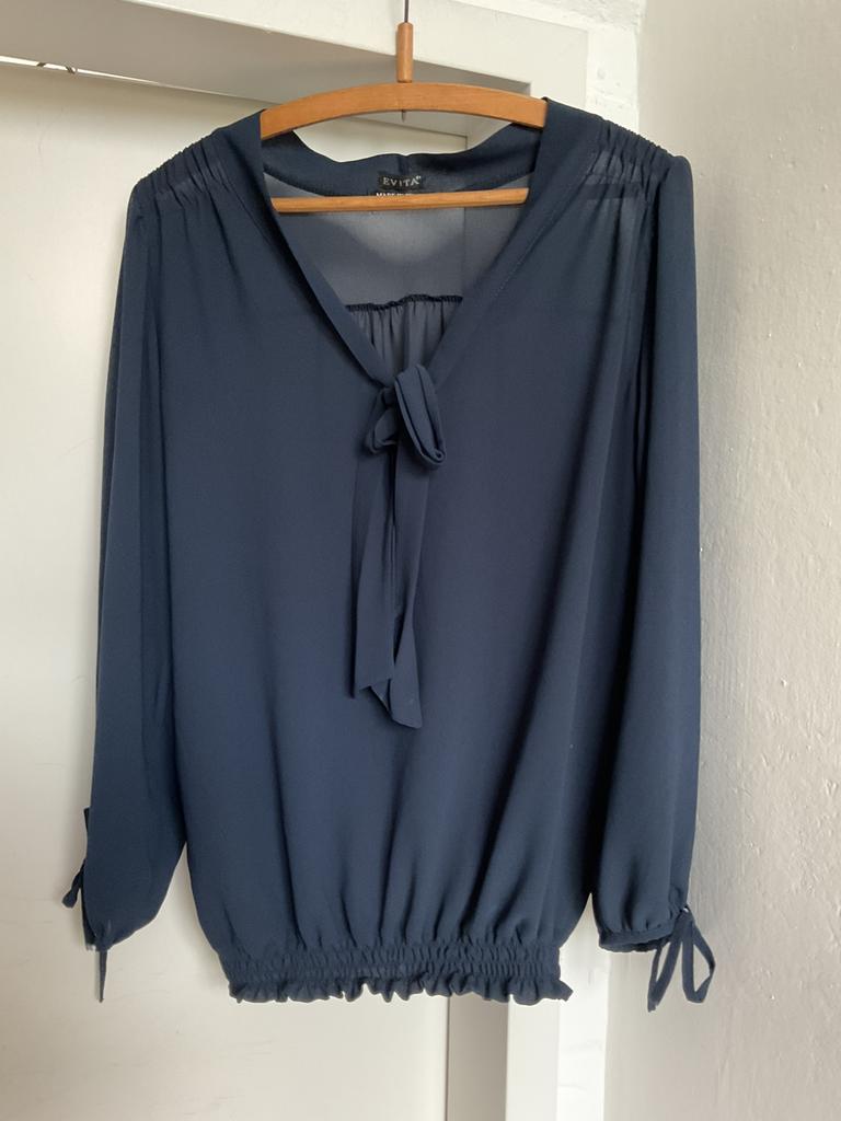 Donkerblauwe bloes M EVITA, Kleding | Dames, Ophalen of Verzenden, Zo goed als nieuw, Blauw