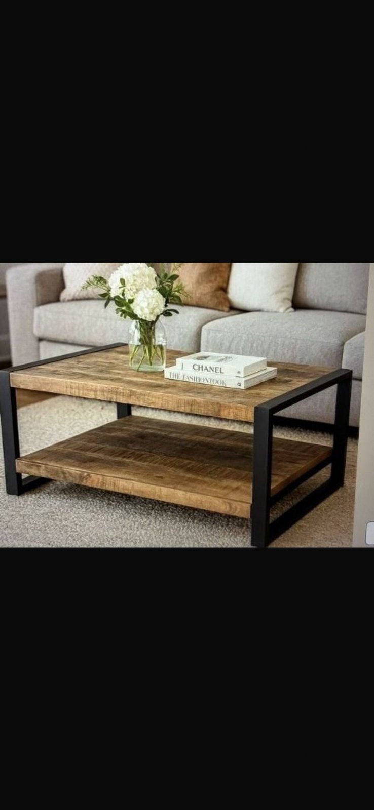 Mango hout zwarte salontafel, 100 tot 150 cm, Zo goed als nieuw, Minder dan 50 cm, Rechthoekig