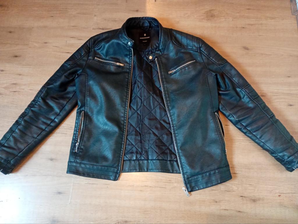 Zwart kunstleer jack - Clockhouse (L), Kleding | Heren, Maat 52/54 (L), Zwart, Ophalen of Verzenden, Clockhouse