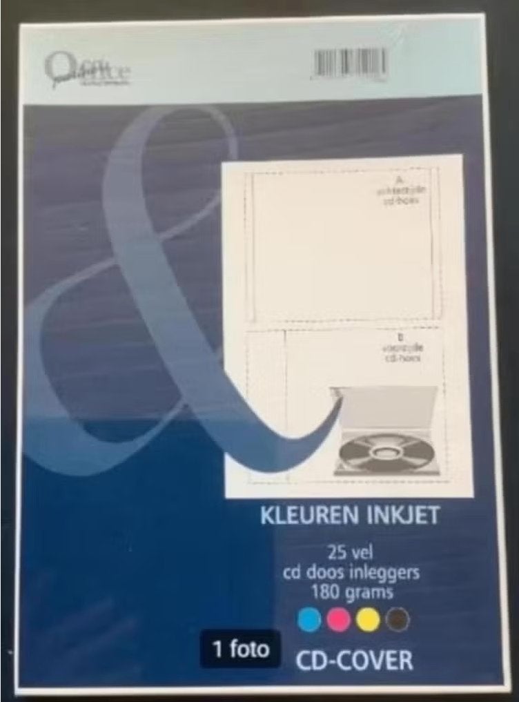 Kleuren Inkjet; 25 vel cd doos inleggers; 180 gram; cd-cover, Diversen, Ophalen of Verzenden, Nieuw