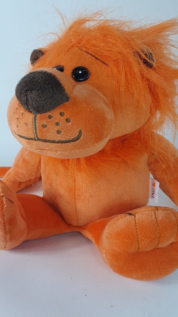 ING Oranje Leeuw knuffel spaarpot. Met dekseltje. 7C14, Tweedehands verkoop, Tweedehands verkoop, Gebruikt, Overige typen
