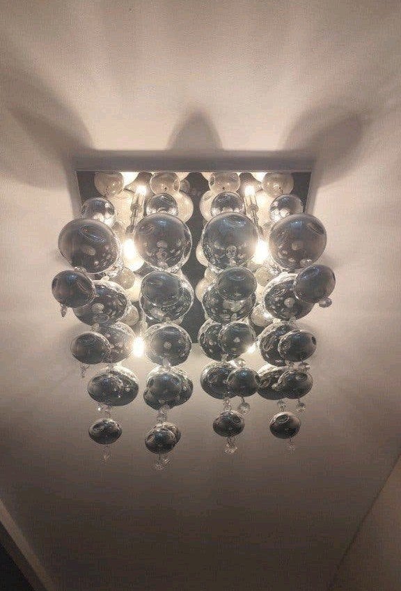 plafondlamp met glazen bollen, Ophalen