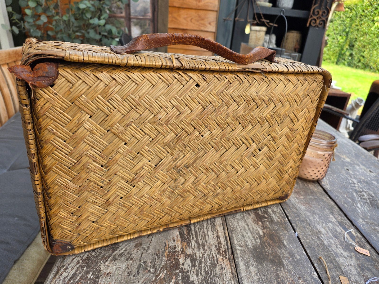 brocante rotan koffertje uit birma, Ophalen of Verzenden, 50 tot 100 cm, Minder dan 50 cm