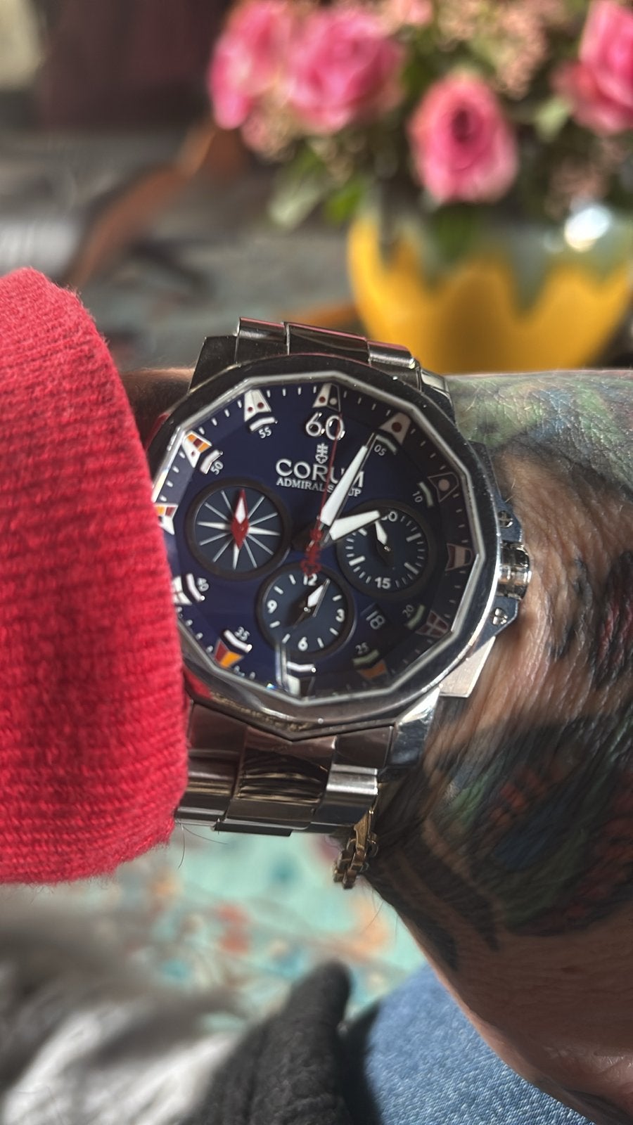 Corum Admiral's Cup Chronograaf legend heten horloge, Overige merken, Gebruikt, Staal, Polshorloge