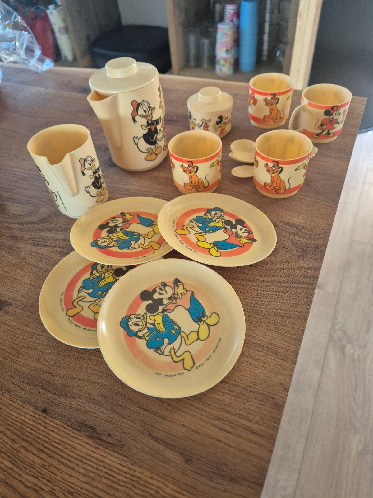 Vintage Disney Servies Mickey Mouse Donald Duck Pluto, Kinderen en Baby's, Speelgoed | Overig, Ophalen of Verzenden