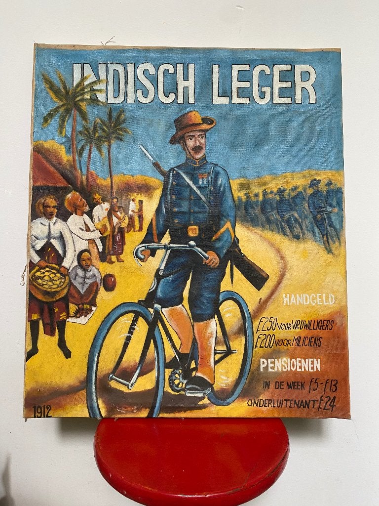 propoganda materiaal op doek geschilderd Indisch leger jaren, Ophalen of Verzenden