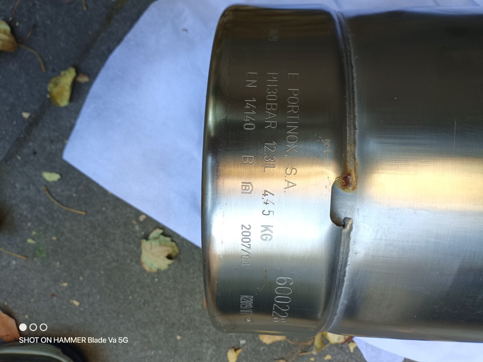 rvs 5 kg propaangas fles, Ophalen, Gebruikt