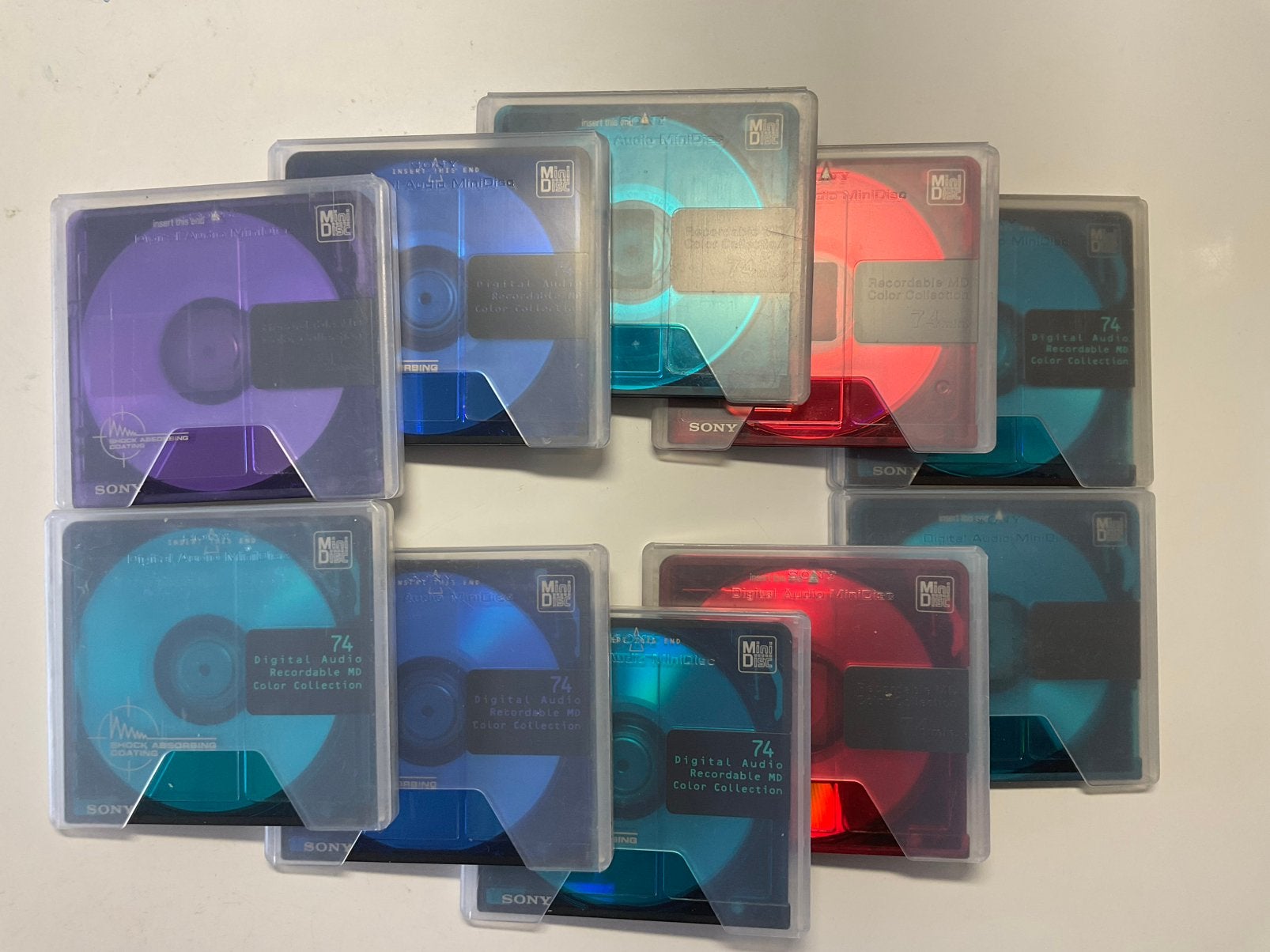 Minidisc’s. SONY LAATSTE VERSIE  10x COL.COL. 74 minuten, Ophalen of Verzenden