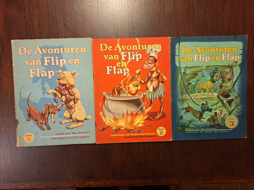 De Avonturen van Flip en Flap, deel 1 t/m 3, Boeken, Ophalen of Verzenden, Gelezen, Han Hoekstra, Plaatjesalbum