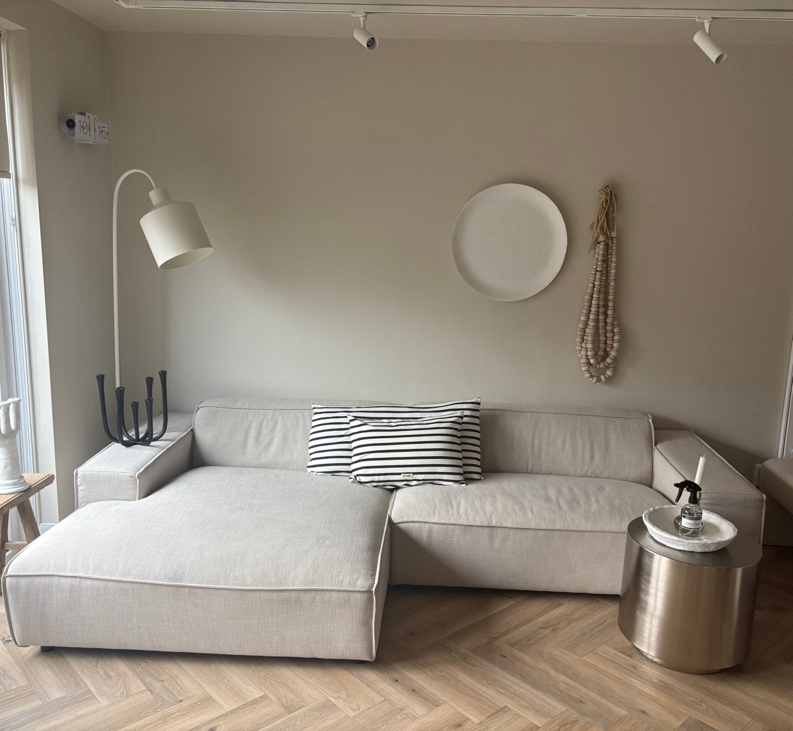 ZGAN COMFY ELEMENTENBANK IN BEIGE KLEUR, Huis en Inrichting, Banken | Bankstellen, Zo goed als nieuw, Vierpersoons of meer, Stof