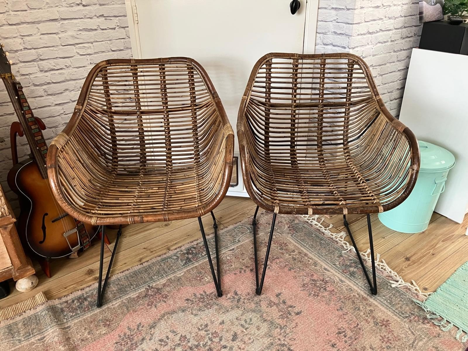 2 mooie bamboe stoelen voor binnen of buiten, Huis en Inrichting, Stoelen, Ophalen, Twee, Bruin, Riet of Rotan
