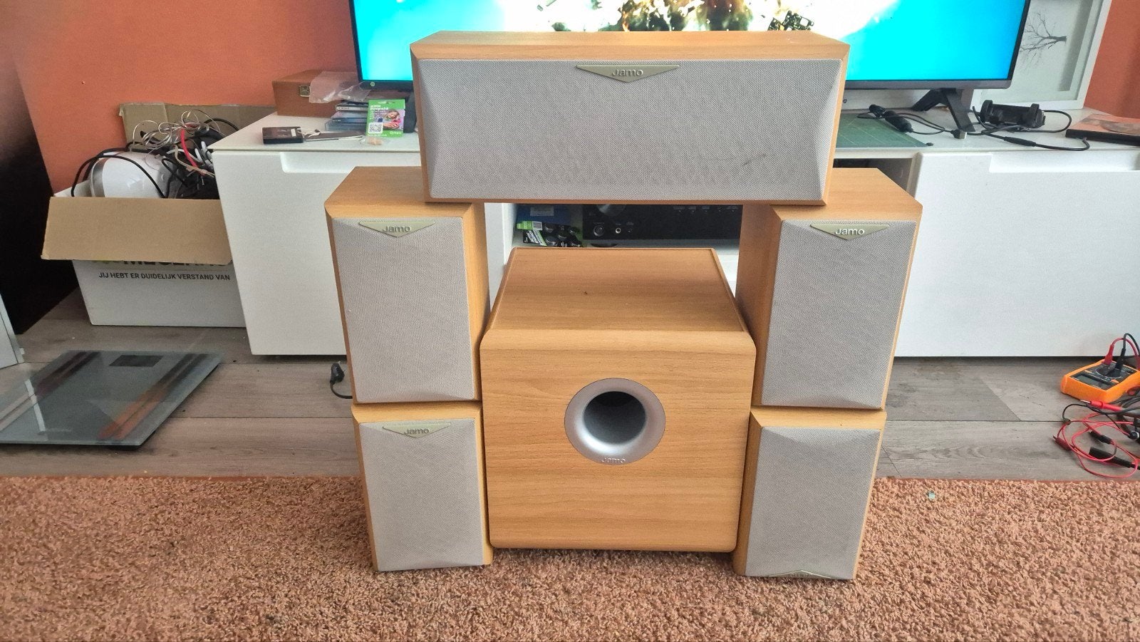 Jamo E3SUB / E3SUR 5.1 Surround Set active subwoofer, Overige merken, Gebruikt, 70 watt of meer, Ophalen of Verzenden