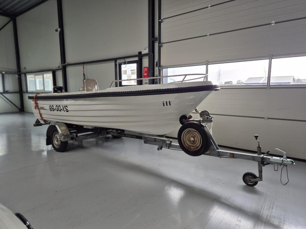 Garda Captain sloep/ consoleboot met 25pk Evinrude + trailer, Ophalen, 10 tot 30 pk, Gebruikt, 3 tot 6 meter