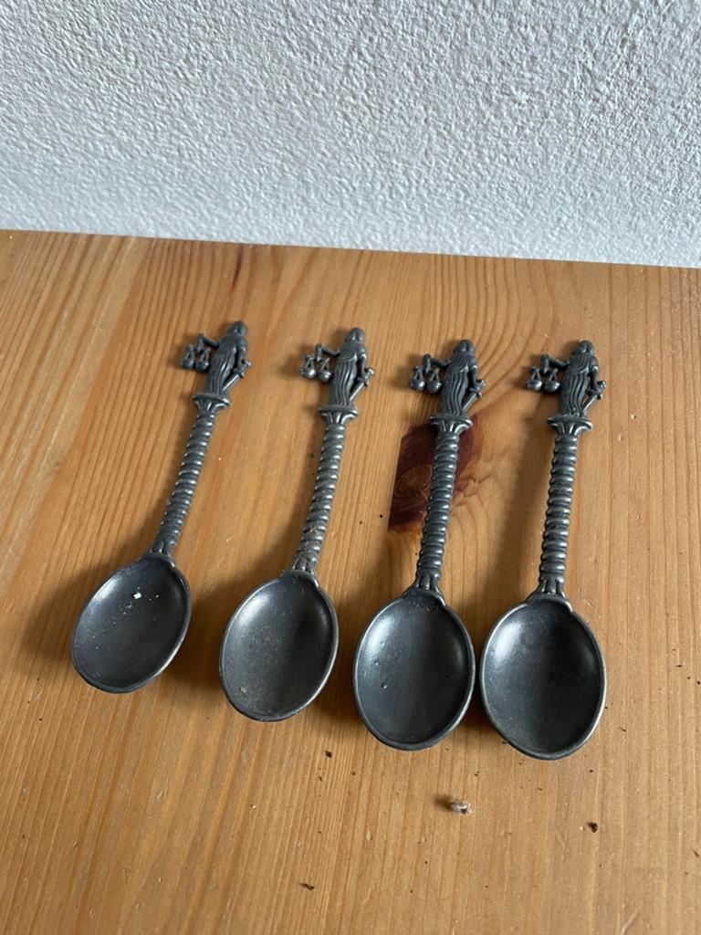 5 tinnen lepeltjes, Ophalen of Verzenden
