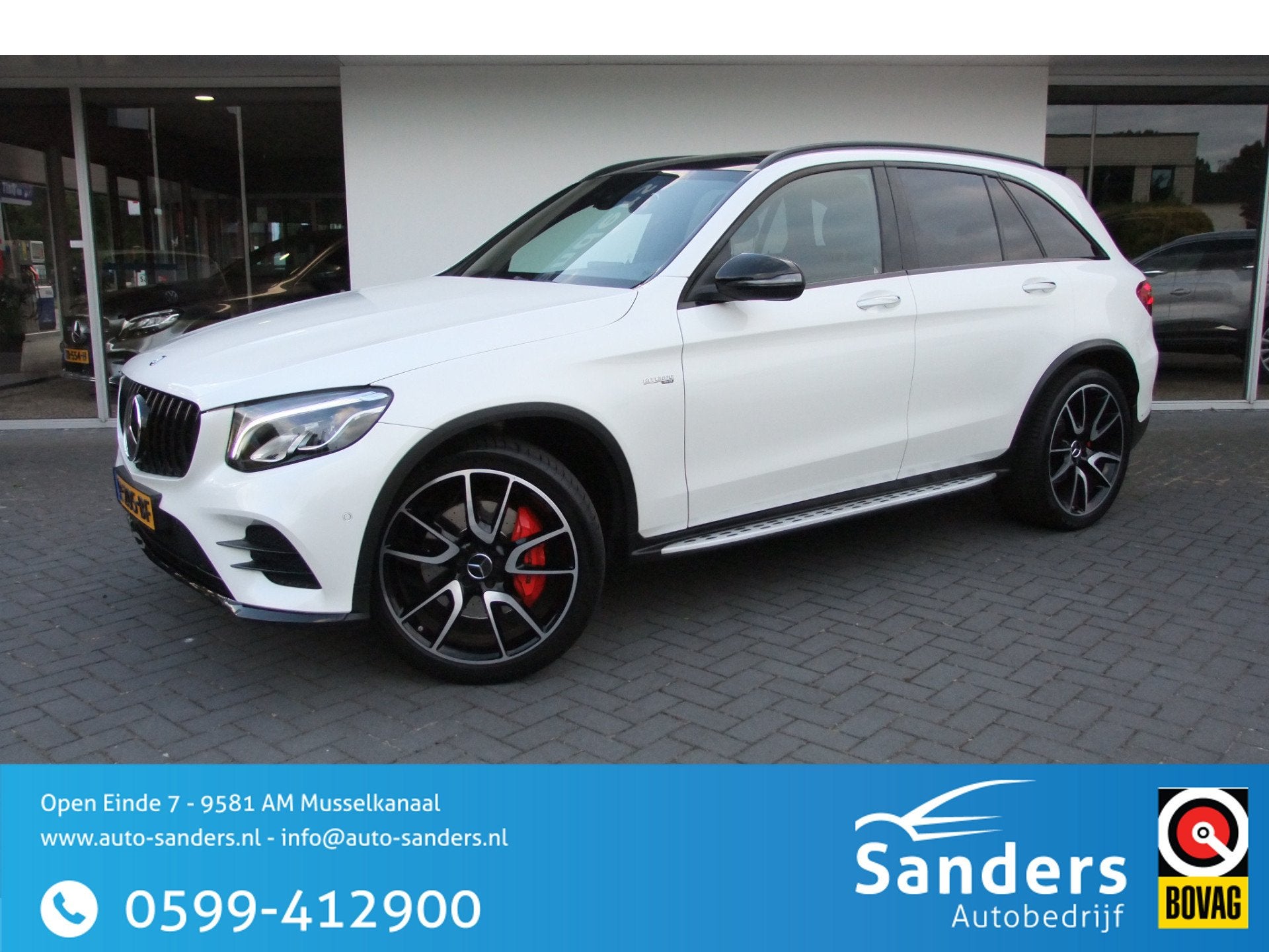 Mercedes-Benz GLC AMG 43 4MATIC / Diamantweis (parelmoer) Tr, Auto's, Automaat, Gebruikt, Euro 6, 368 pk
