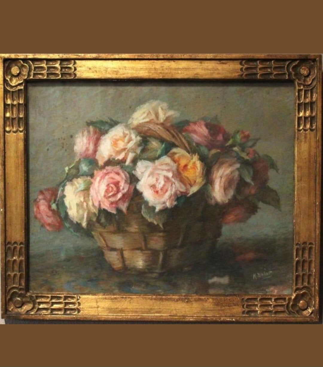 Twee prachtige pastelkrijt bloemstillevens bloemen in pot, Antiek en Kunst, Kunst | Schilderijen | Klassiek, Ophalen